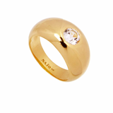 Najo Cosmic Yellow Gold White Topaz Ring